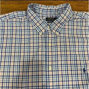 Polo Ralph Lauren Blue Check Casual Dress Performance Button Down Shirt Men 4XLT